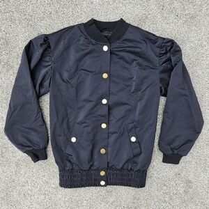 Victoria’s Secret Sport Black Bomber Military Jacket Button Up Coat Women's XS
